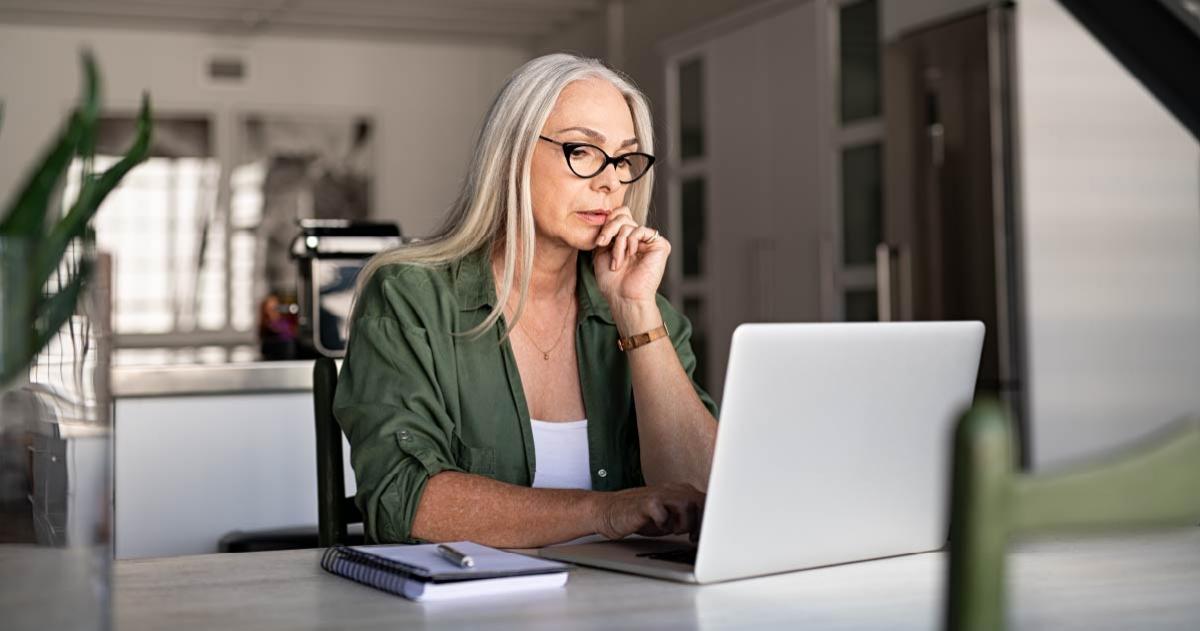 Woman working on laptop