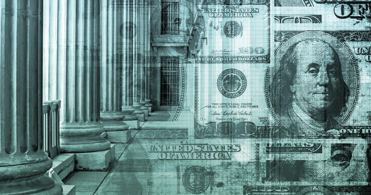 Image of US money and building columns