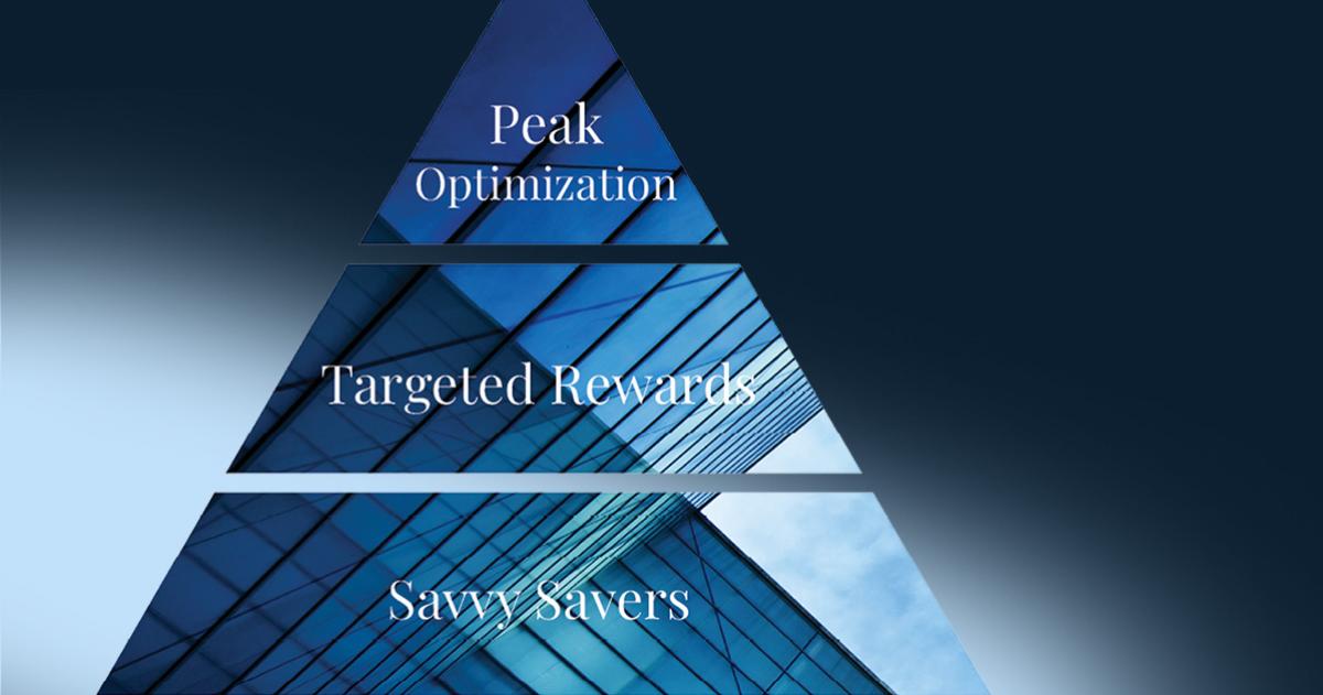 A pyramid showing peak optimization, targeted rewards, savvy savers, and beyond basics from top to bottom