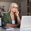 Woman working on laptop