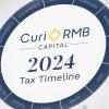 Image of a circle with dates and the Curi RMB Capital logo and 2024 Tax Timeline text in the middle