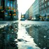 City street with rain puddles
