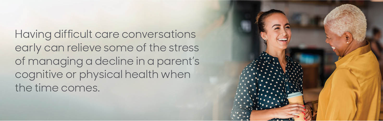 Photograph of two women having a conversation