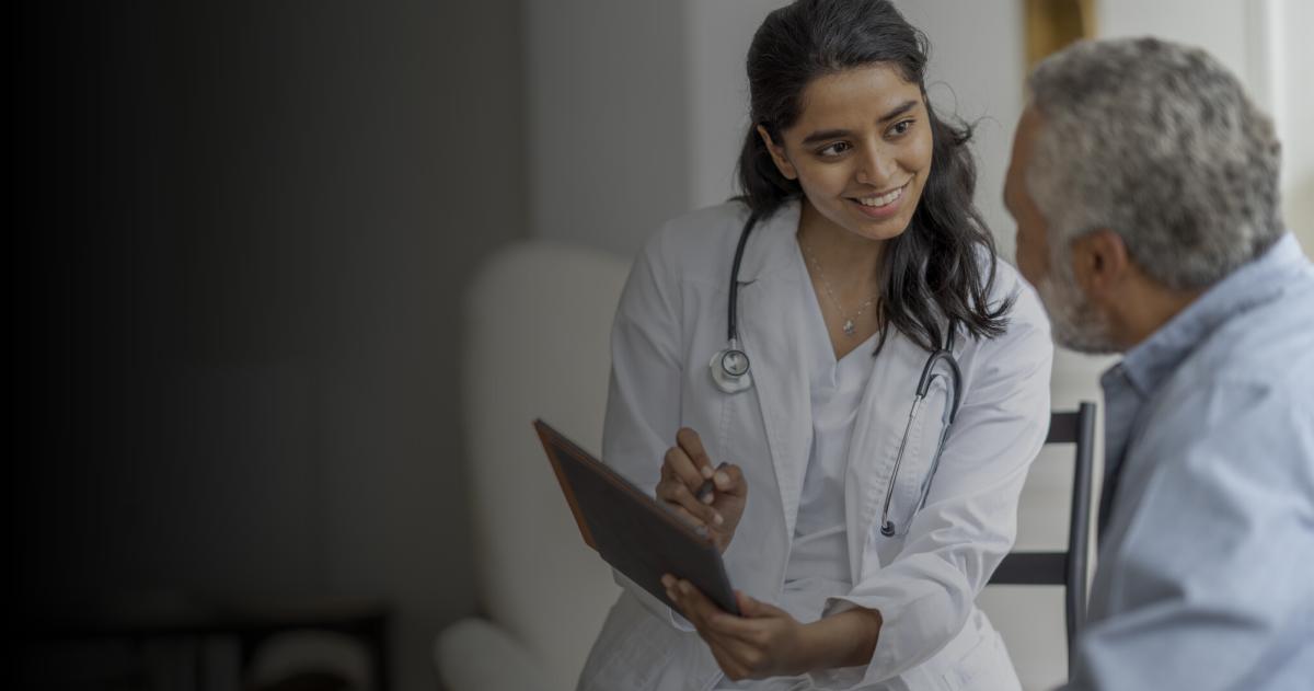 A physician talking to a patient